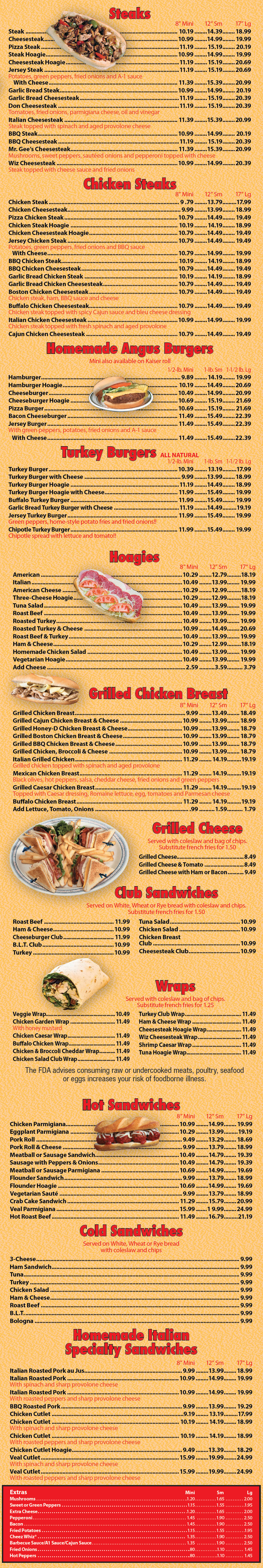 Gaetano s Brooklawn NJ Sandwiches Menu